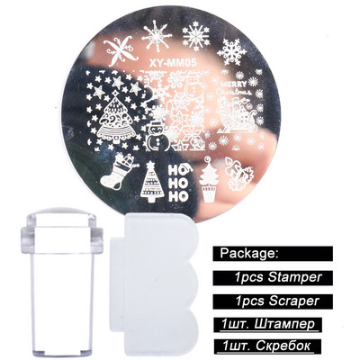 Karácsonyi körömdíszítő bélyegzőlap szett hópelyhek jávorszarvas Mikulás ajándék körömformák sablon lengyel nyomat bélyegző kaparó SASTZM01-10