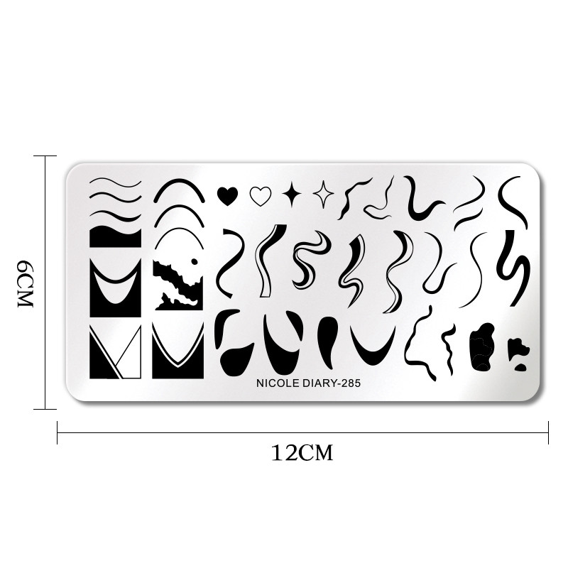 NICOLE NAPLÓ French Line Geometry körömbélyegző lemezek rozsdamentes acél csillag szív virág köröm sablon sablonok körömbélyegzőhöz