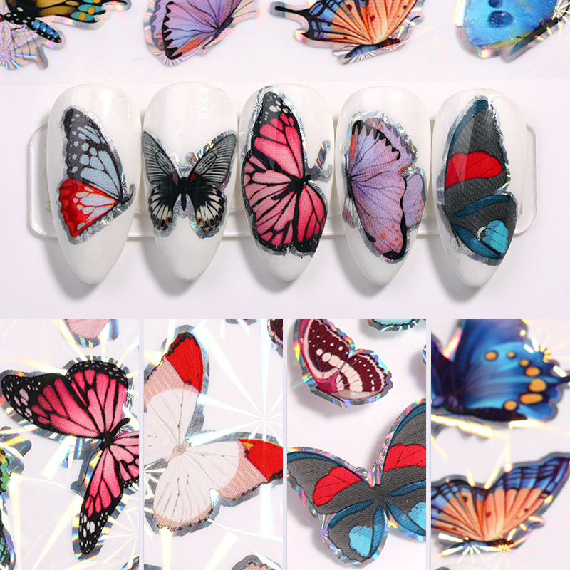 1 doboz tavaszi körömfóliák lila levendula pillangó köröm sorozat fóliák körömdíszítő matrica papír körömdíszítés barkács dekorációk