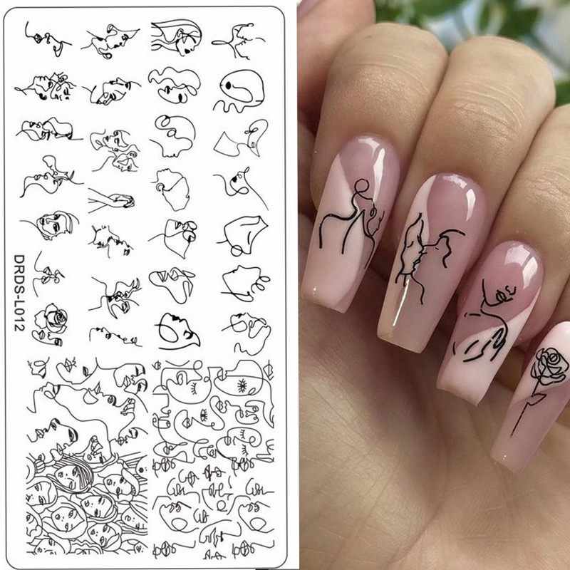 Geometrikus mintás körömbélyegző lemez 1db körömkép rajzlapok bélyegző festőeszköz 6x12cm rozsdamentes acél Állatok fotók*