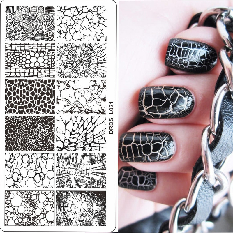 Geometrikus mintás körömbélyegző lemez 1db körömkép rajzlapok bélyegző festőeszköz 6x12cm rozsdamentes acél Állatok fotók*