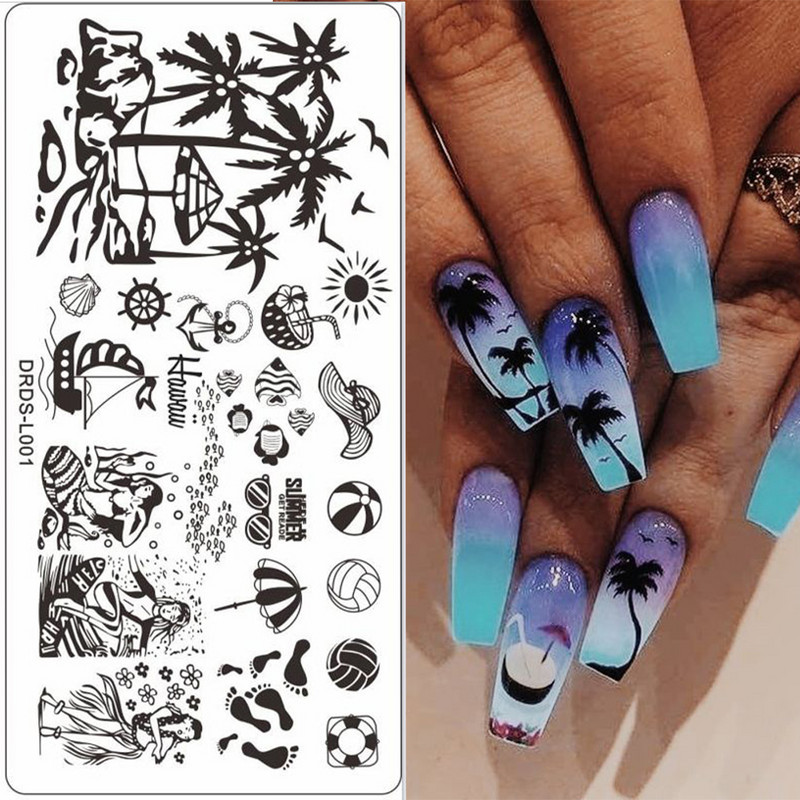 Geometrikus mintás körömbélyegző lemez 1db körömkép rajzlapok bélyegző festőeszköz 6x12cm rozsdamentes acél Állatok fotók*