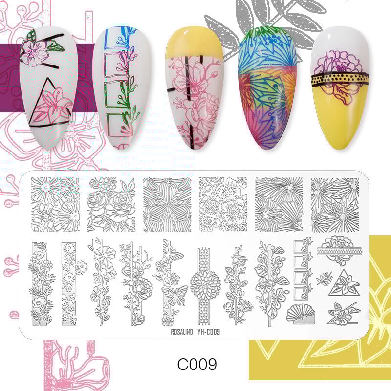 ROSALIND körömbélyegzősablonok pillangóvirág népszerű lemezkép, amely alkalmas tavaszi körömművészethez barkácsfestő bélyegzőeszköz