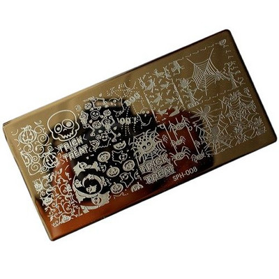 1db MF Festival körömlemez 6*12cm Halloween és karácsonyi bélyegző lemezek barkácsbélyegző lakk stencil körmökhöz manikűr sablon &G102