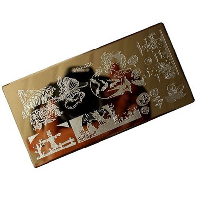 1db MF Festival körömlemez 6*12cm Halloween és karácsonyi bélyegző lemezek barkácsbélyegző lakk stencil körmökhöz manikűr sablon &G102