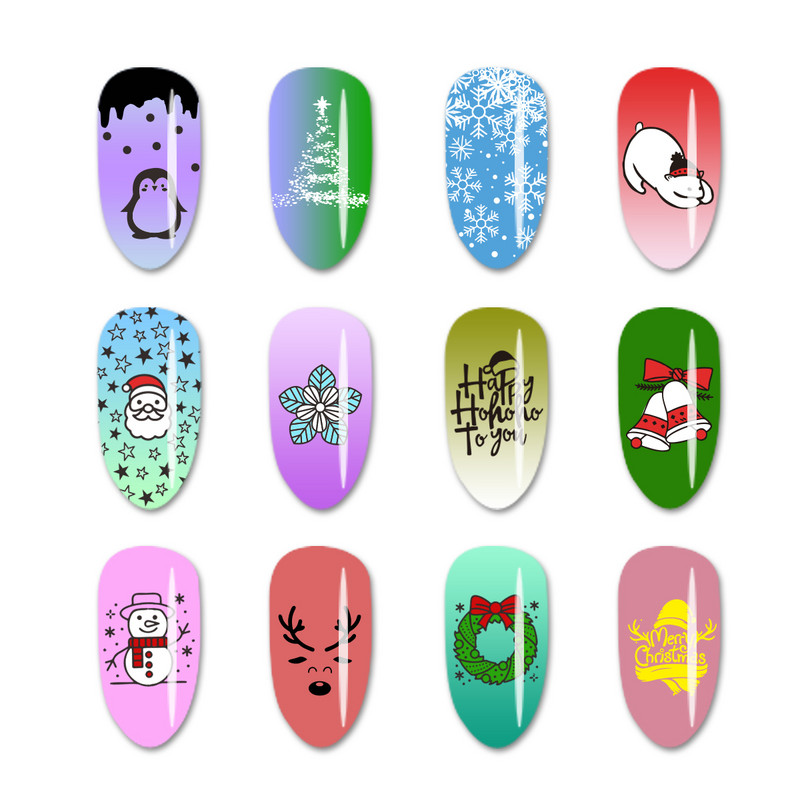 1db MF Festival körömlemez 6*12cm Halloween és karácsonyi bélyegző lemezek barkácsbélyegző lakk stencil körmökhöz manikűr sablon &G102