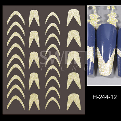 Arany francia tippek körömmatricához 3D csillogó csíkos körömdísz fényvisszaverő csillogó matricák téli manikűr dekoráció BEH-244