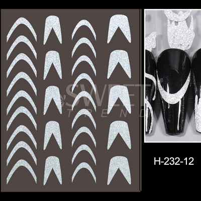 Arany francia tippek körömmatricához 3D csillogó csíkos körömdísz fényvisszaverő csillogó matricák téli manikűr dekoráció BEH-244
