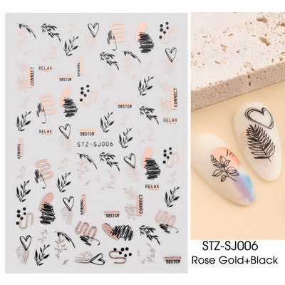 Arany francia tippek körömmatricához 3D csillogó csíkos körömdísz fényvisszaverő csillogó matricák téli manikűr dekoráció BEH-244