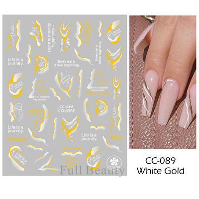 Arany francia tippek körömmatricához 3D csillogó csíkos körömdísz fényvisszaverő csillogó matricák téli manikűr dekoráció BEH-244