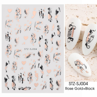 Arany francia tippek körömmatricához 3D csillogó csíkos körömdísz fényvisszaverő csillogó matricák téli manikűr dekoráció BEH-244