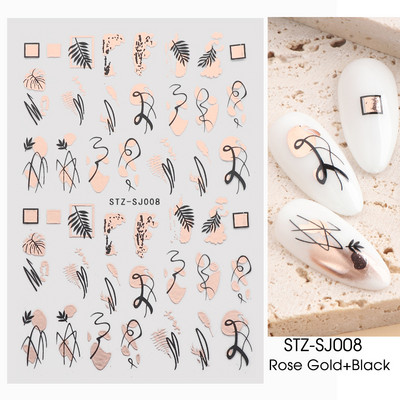 Arany francia tippek körömmatricához 3D csillogó csíkos körömdísz fényvisszaverő csillogó matricák téli manikűr dekoráció BEH-244