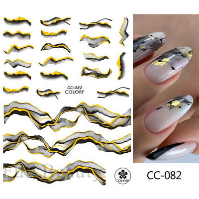 Arany francia tippek körömmatricához 3D csillogó csíkos körömdísz fényvisszaverő csillogó matricák téli manikűr dekoráció BEH-244