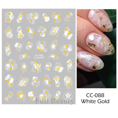 Arany francia tippek körömmatricához 3D csillogó csíkos körömdísz fényvisszaverő csillogó matricák téli manikűr dekoráció BEH-244