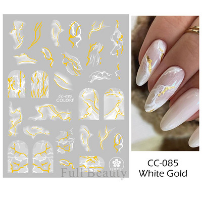 Arany francia tippek körömmatricához 3D csillogó csíkos körömdísz fényvisszaverő csillogó matricák téli manikűr dekoráció BEH-244