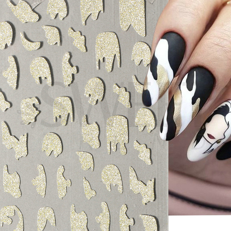 Arany francia tippek körömmatricához 3D csillogó csíkos körömdísz fényvisszaverő csillogó matricák téli manikűr dekoráció BEH-244