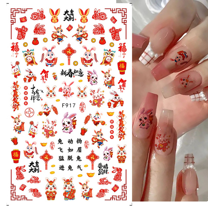 3D nyuszi körömmatricák aranyos rajzfilm nyúl csúszkák Boldog húsvéti ünnepeket virág újévi matricák körmökhöz manikűr körömdíszítés