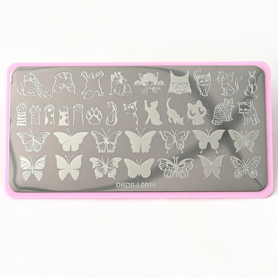 12*6 cm-es levelek virág csíkos bélyegzőlemez absztrakt női arc pillangó köröm bélyegzősablonok levél virágos nyomósablon