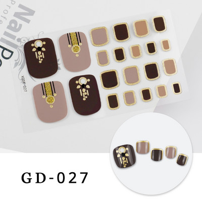 Ljetni stil 22 tips Naljepnice za nokte DIY Umjetni Soild Boja noktiju na prstima za dizajn Puno pokrivanje Naljepnice za ukrašavanje noktiju na nogama