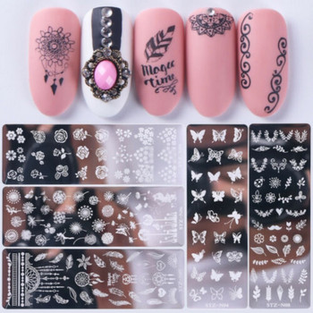 Стикер за нокти Art Print Lace Flower Cat Geometric Animal Nail Design Template Polish Stamper DIYNail Stamping Plate