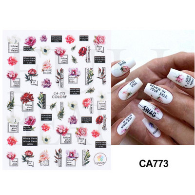 3D csipke geometria köröm matrica fehér fekete vonal virágok levelek matricák elegáns francia stílusú csúszkák körömdíszítések LAF867