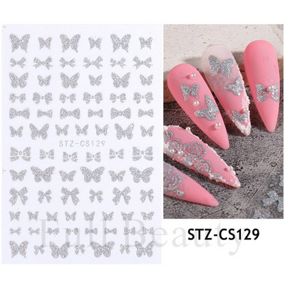 3D csipke geometria köröm matrica fehér fekete vonal virágok levelek matricák elegáns francia stílusú csúszkák körömdíszítések LAF867