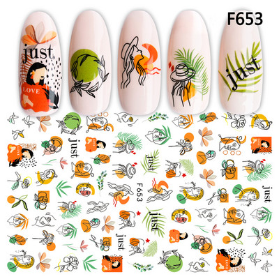 3D csipke geometria köröm matrica fehér fekete vonal virágok levelek matricák elegáns francia stílusú csúszkák körömdíszítések LAF867