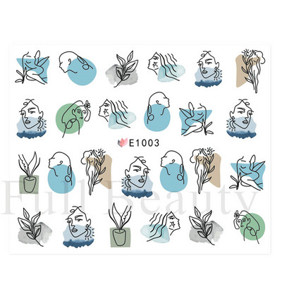 3D csipke geometria köröm matrica fehér fekete vonal virágok levelek matricák elegáns francia stílusú csúszkák körömdíszítések LAF867