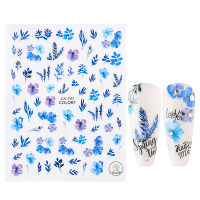 3D csipke geometria köröm matrica fehér fekete vonal virágok levelek matricák elegáns francia stílusú csúszkák körömdíszítések LAF867