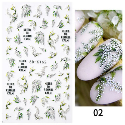 5D dombornyomott virágos körömmatrica pillangó dizájn transzfer matricák csúszkák dekoráció barkácsolás körömdíszítés manikűr kiegészítők