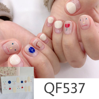 1 tk Segavärvid Beauty Nail Art Tips Uus QF-seeria küünekleebised Läikivad täiskaanega tagaliim Veekindel küünte kaunistus maniküür