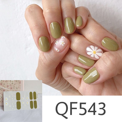 1 tk Segavärvid Beauty Nail Art Tips Uus QF-seeria küünekleebised Läikivad täiskaanega tagaliim Veekindel küünte kaunistus maniküür