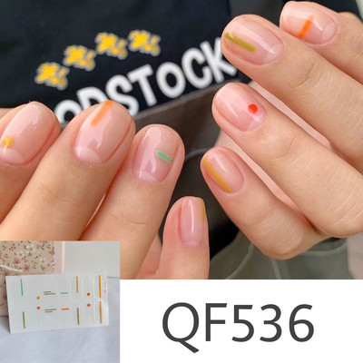 1 tk Segavärvid Beauty Nail Art Tips Uus QF-seeria küünekleebised Läikivad täiskaanega tagaliim Veekindel küünte kaunistus maniküür