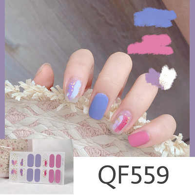 1 tk Segavärvid Beauty Nail Art Tips Uus QF-seeria küünekleebised Läikivad täiskaanega tagaliim Veekindel küünte kaunistus maniküür