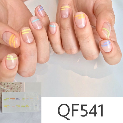 1 tk Segavärvid Beauty Nail Art Tips Uus QF-seeria küünekleebised Läikivad täiskaanega tagaliim Veekindel küünte kaunistus maniküür