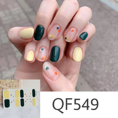 1 tk Segavärvid Beauty Nail Art Tips Uus QF-seeria küünekleebised Läikivad täiskaanega tagaliim Veekindel küünte kaunistus maniküür