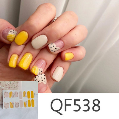 1 tk Segavärvid Beauty Nail Art Tips Uus QF-seeria küünekleebised Läikivad täiskaanega tagaliim Veekindel küünte kaunistus maniküür