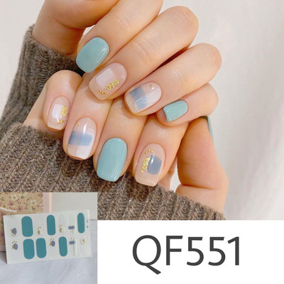 1 tk Segavärvid Beauty Nail Art Tips Uus QF-seeria küünekleebised Läikivad täiskaanega tagaliim Veekindel küünte kaunistus maniküür