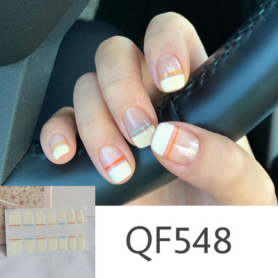 1 tk Segavärvid Beauty Nail Art Tips Uus QF-seeria küünekleebised Läikivad täiskaanega tagaliim Veekindel küünte kaunistus maniküür