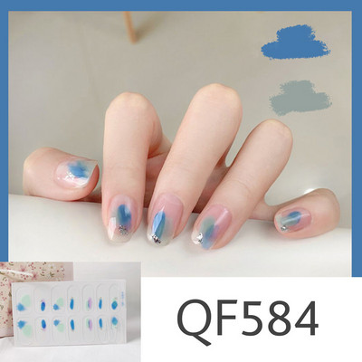 1 tk Segavärvid Beauty Nail Art Tips Uus QF-seeria küünekleebised Läikivad täiskaanega tagaliim Veekindel küünte kaunistus maniküür