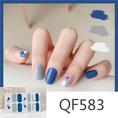 1 tk Segavärvid Beauty Nail Art Tips Uus QF-seeria küünekleebised Läikivad täiskaanega tagaliim Veekindel küünte kaunistus maniküür