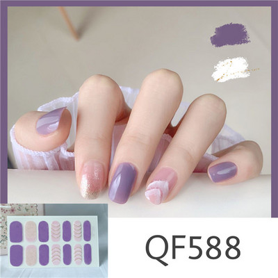 1 tk Segavärvid Beauty Nail Art Tips Uus QF-seeria küünekleebised Läikivad täiskaanega tagaliim Veekindel küünte kaunistus maniküür