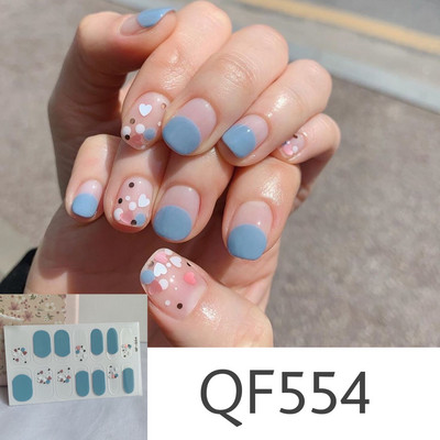 1 tk Segavärvid Beauty Nail Art Tips Uus QF-seeria küünekleebised Läikivad täiskaanega tagaliim Veekindel küünte kaunistus maniküür