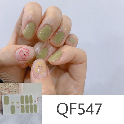 1 tk Segavärvid Beauty Nail Art Tips Uus QF-seeria küünekleebised Läikivad täiskaanega tagaliim Veekindel küünte kaunistus maniküür