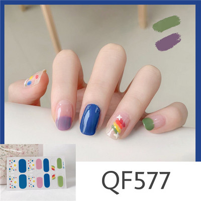 1 tk Segavärvid Beauty Nail Art Tips Uus QF-seeria küünekleebised Läikivad täiskaanega tagaliim Veekindel küünte kaunistus maniküür