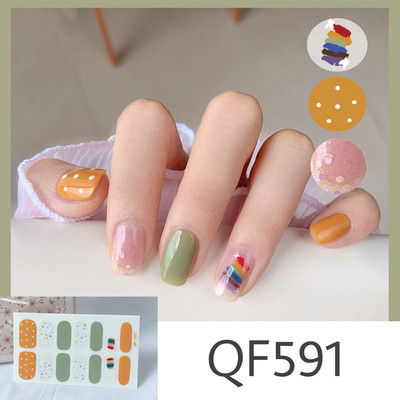 1 tk Segavärvid Beauty Nail Art Tips Uus QF-seeria küünekleebised Läikivad täiskaanega tagaliim Veekindel küünte kaunistus maniküür