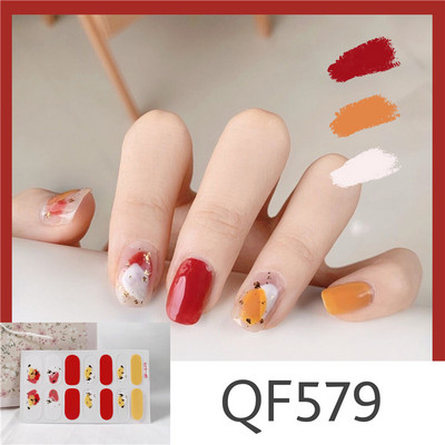 1 tk Segavärvid Beauty Nail Art Tips Uus QF-seeria küünekleebised Läikivad täiskaanega tagaliim Veekindel küünte kaunistus maniküür
