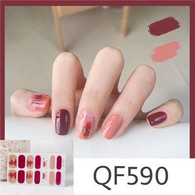 1 tk Segavärvid Beauty Nail Art Tips Uus QF-seeria küünekleebised Läikivad täiskaanega tagaliim Veekindel küünte kaunistus maniküür