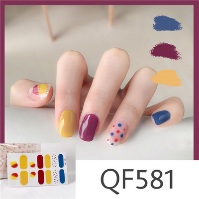 1 tk Segavärvid Beauty Nail Art Tips Uus QF-seeria küünekleebised Läikivad täiskaanega tagaliim Veekindel küünte kaunistus maniküür