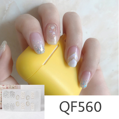 1 tk Segavärvid Beauty Nail Art Tips Uus QF-seeria küünekleebised Läikivad täiskaanega tagaliim Veekindel küünte kaunistus maniküür